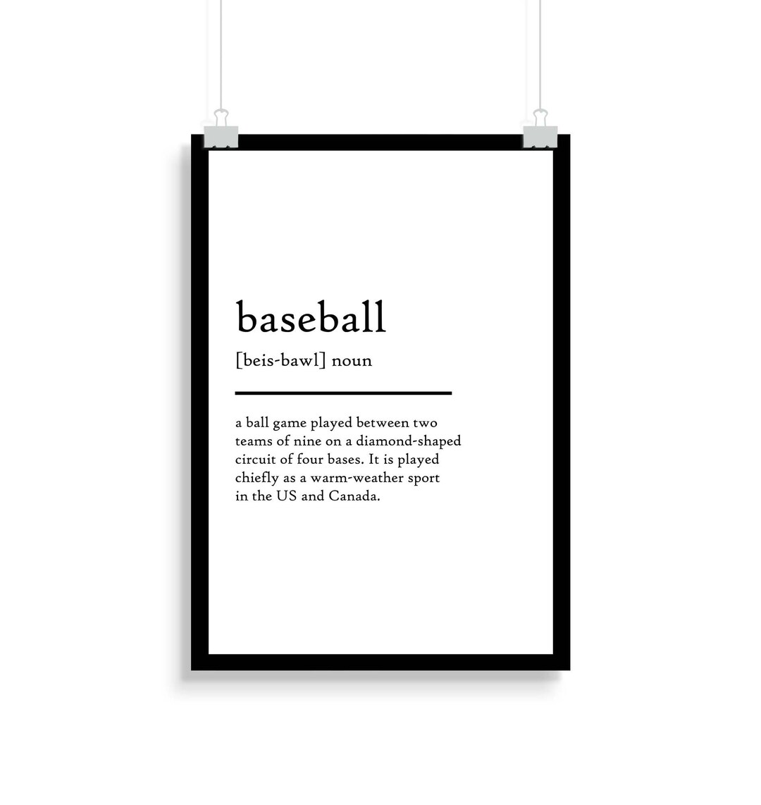 Baseball Definition Print Baseball Definition Poster Etsy