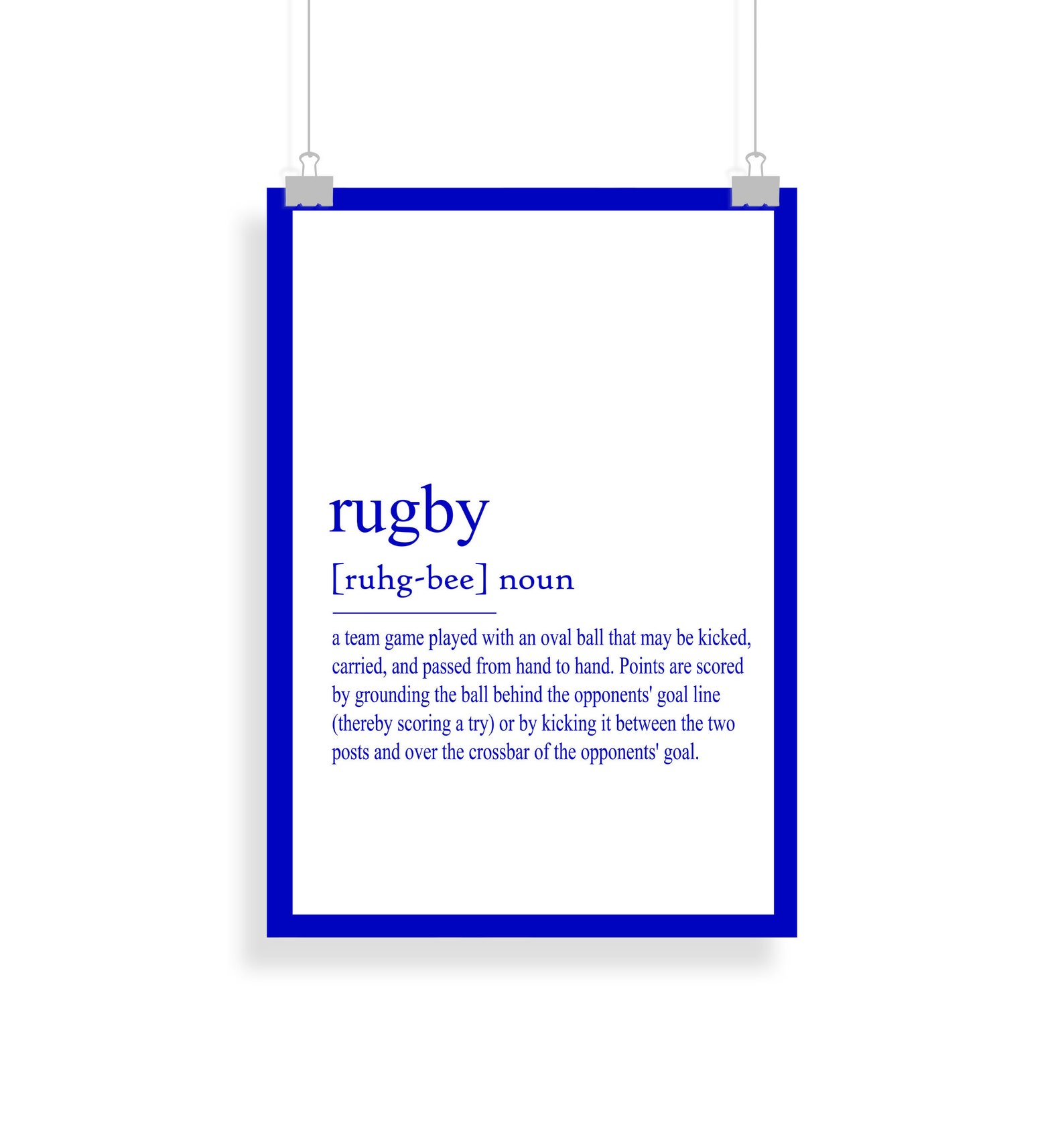 Rugby Definition Print Rugby Definition Poster Etsy