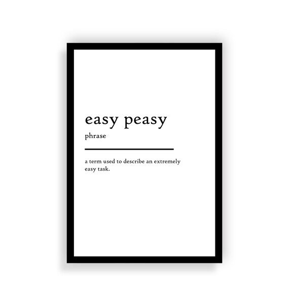 Easy Peasy Definition Print Easy Peasy Definition Poster Etsy