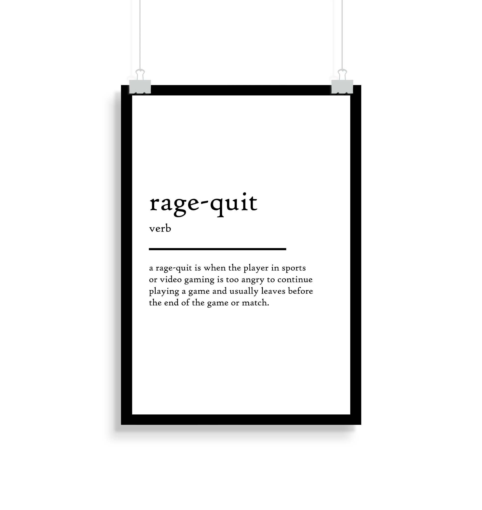 Rage Quit definition print poster quote Various sizes Etsy