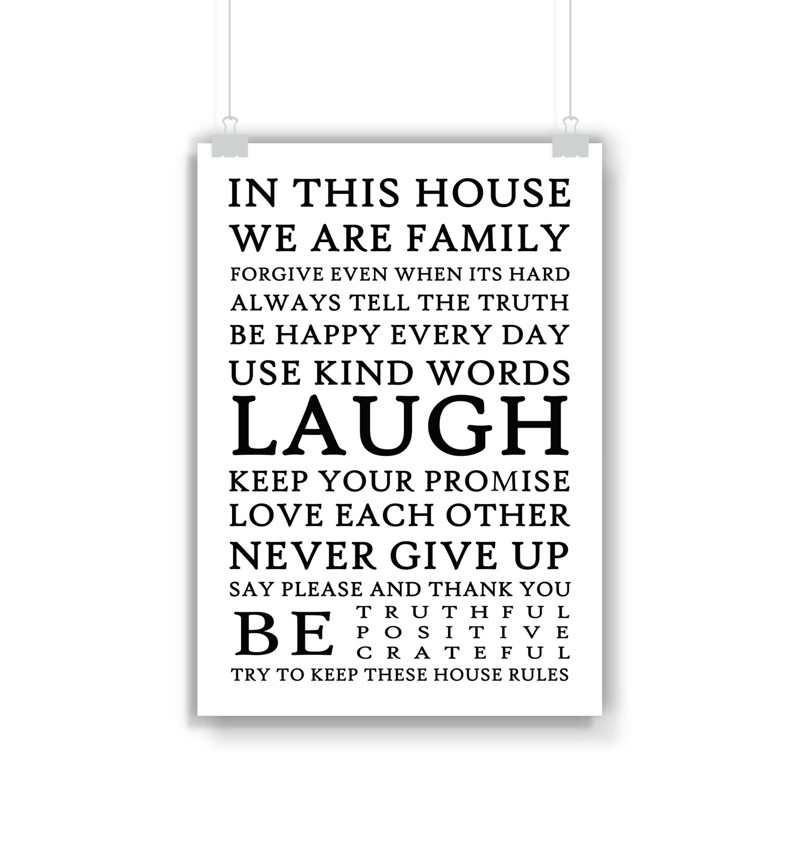 In this house we are print poster quotedecor gift wall | Etsy