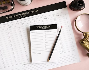 Weekly Desk Planner A3 (Undated) + Notepad - Minimalist Study & Work Organizer - Weekly Schedule Productivity Planner