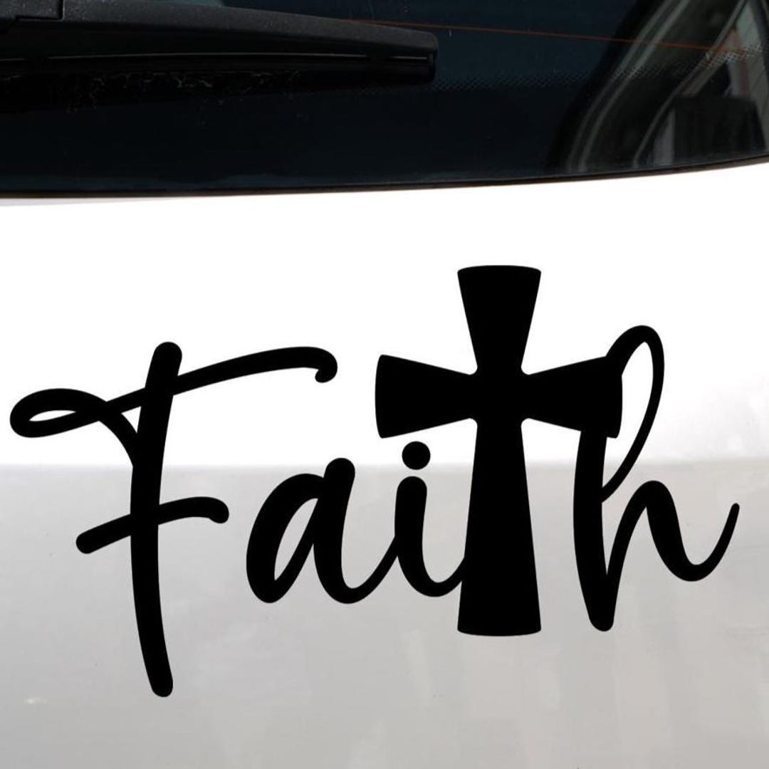 Faith Decal With Cross – Christian Vinyl Sticker for Car, Laptop ...