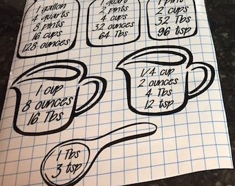 Kitchen Conversion Vinyl Decal: Cooking Measurement Guide