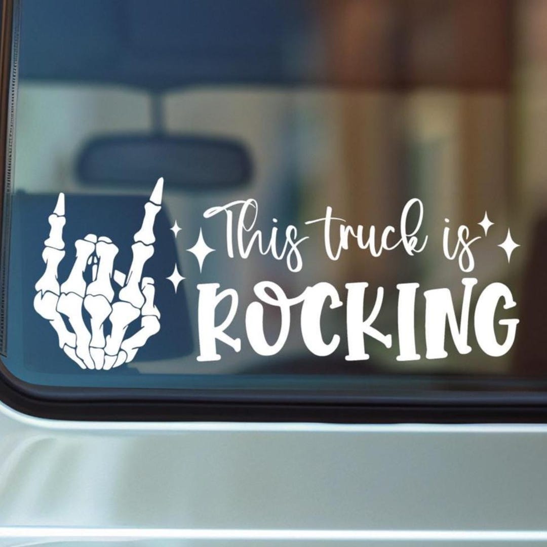 Rocking R Decal This Truck is Rocking Vinyl Decal: Skeleton Hand Rock on Sticker - Etsy