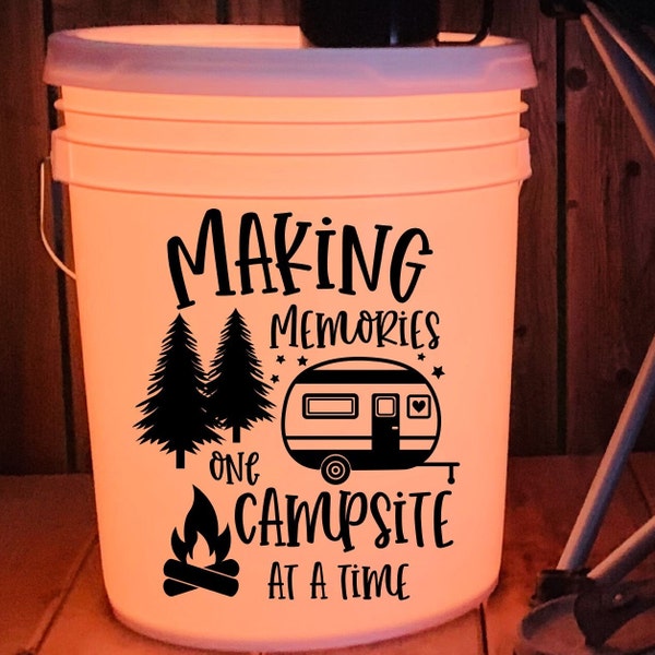 Camping bucket Decal. Camping bucket. Camper bucket. Premium vinyl. Diy camping bucket. Multiple sizes and multiple colors.