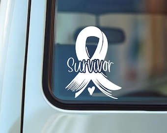 Cancer Ribbon Survivor Vinyl Decal: Breast Cancer Awareness Car Sticker