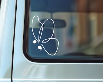 Semicolon Butterfly Vinyl Decal, Suicide Prevention Sticker