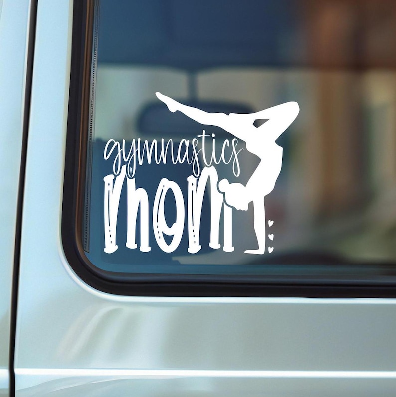 Gymnastics Mom Car Vinyl Decal, Rear Window Sticker, Easy Application