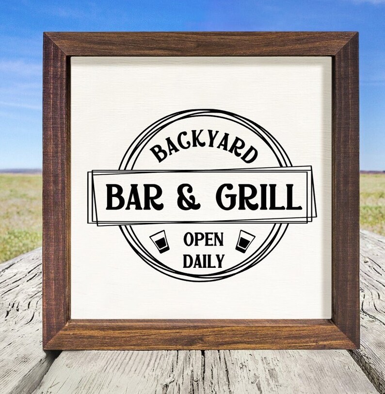 Backyard Bar Grill Digital Art SVG DXF, Patio Sign PNG Sublimation File