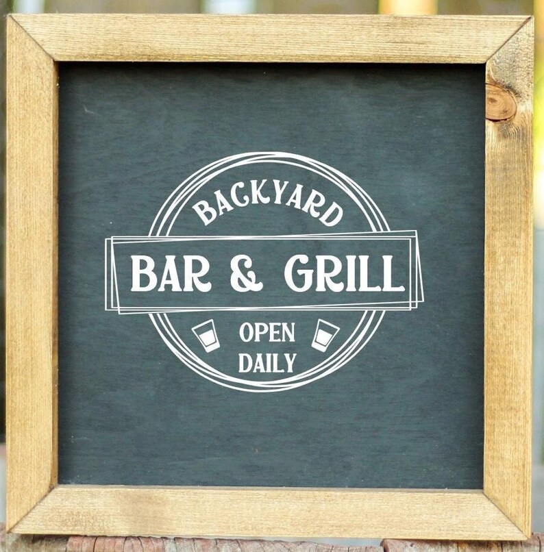 Backyard Bar Grill Digital Art SVG DXF, Patio Sign PNG Sublimation File