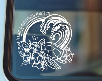 Sea Turtle Vinyl Decal: Ocean Wave Car/Laptop Sticker