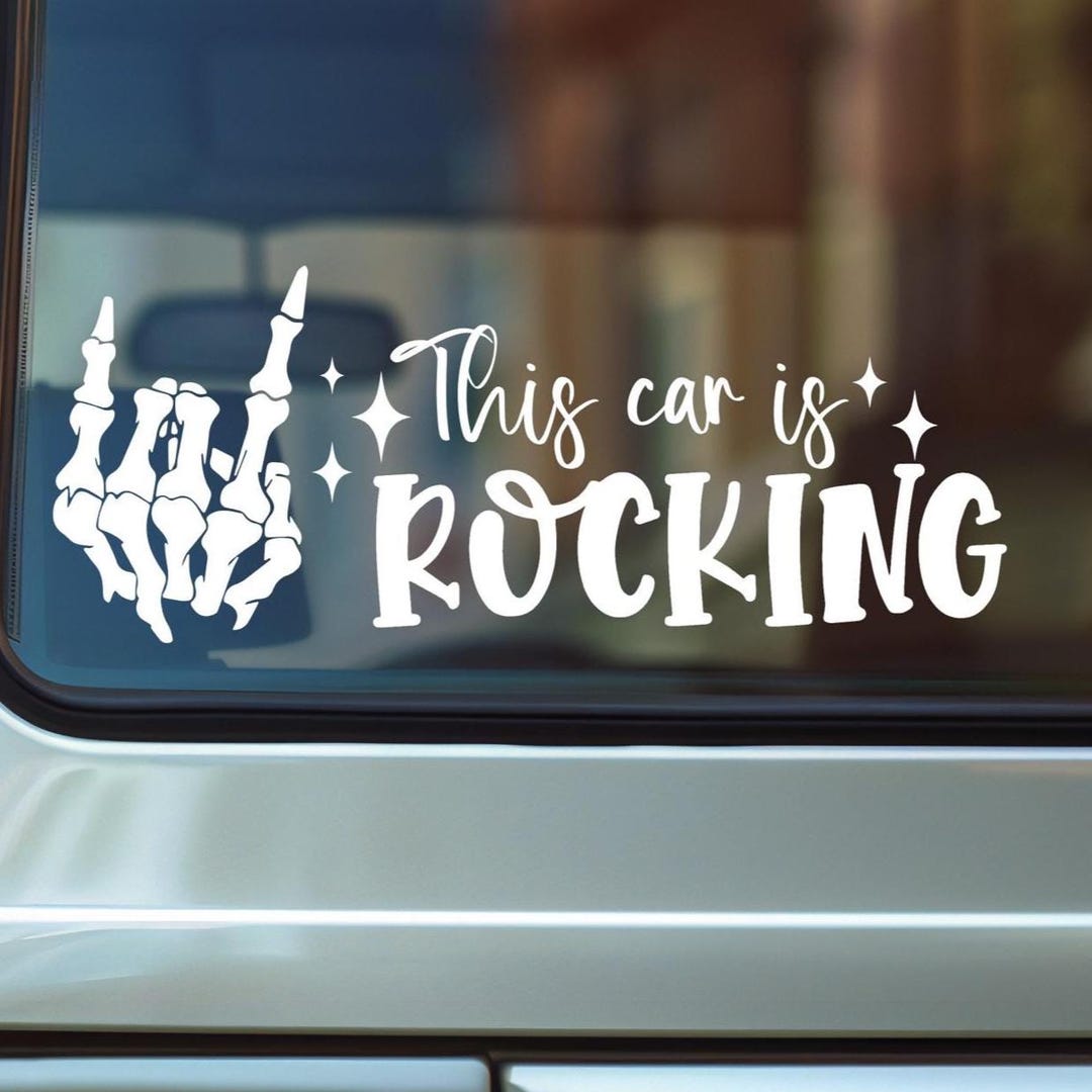 Rocking R Decal This Car is Rocking Vinyl Decal: Skeleton Hand Rock on Sticker - Etsy