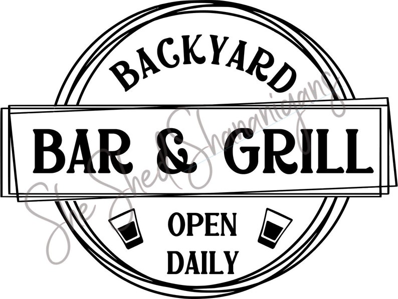 Backyard Bar Grill Digital Art SVG DXF, Patio Sign PNG Sublimation File