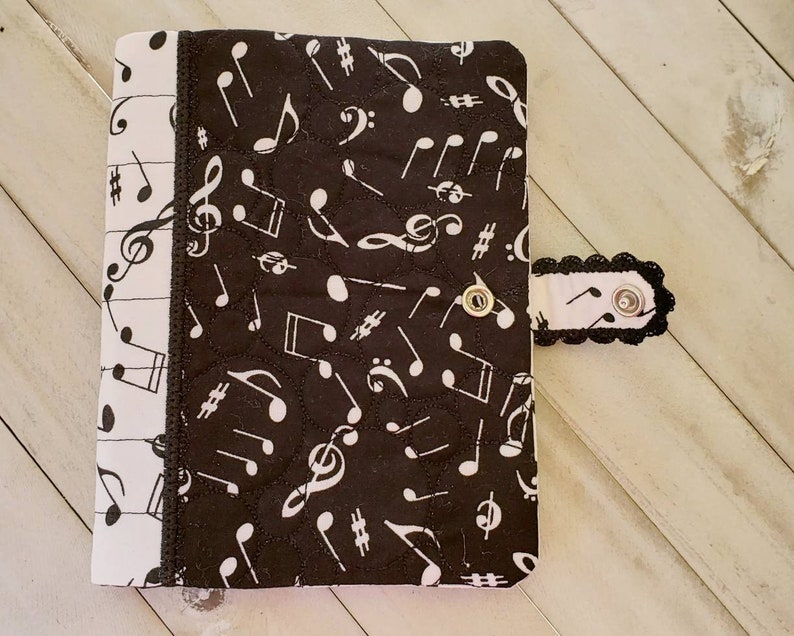 Quilted Composition Book Cover With Snap Closure - Music Theme, Journal ...