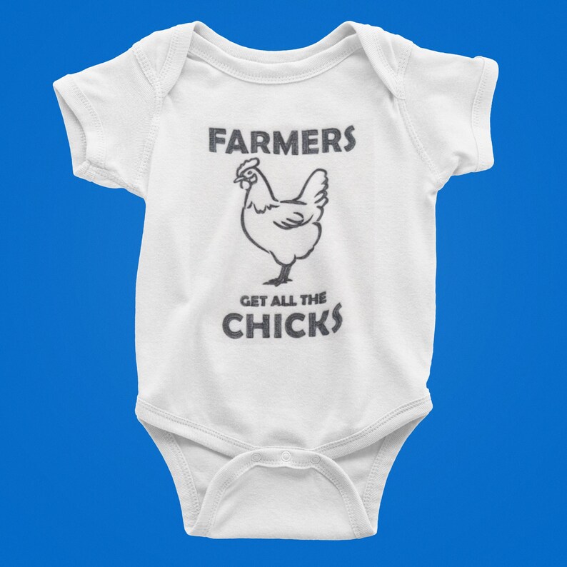 Farmers Get All the Chicks, One Piece Baby, Embroidered One Piece Baby