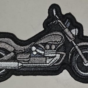 Embroidered Silver Motorcycle Patch – Chopper Biker Badge for Jackets, Vests (Iron-On/Sew-On)