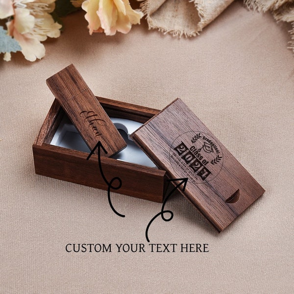 Personalisiertes graviertes Holz USB-Stick, benutzerdefinierter Name USB-Stick in Walnuss / Ahorn Box, erhältlich in 4GB-128GB,Abschluss Geschenk für Freunde