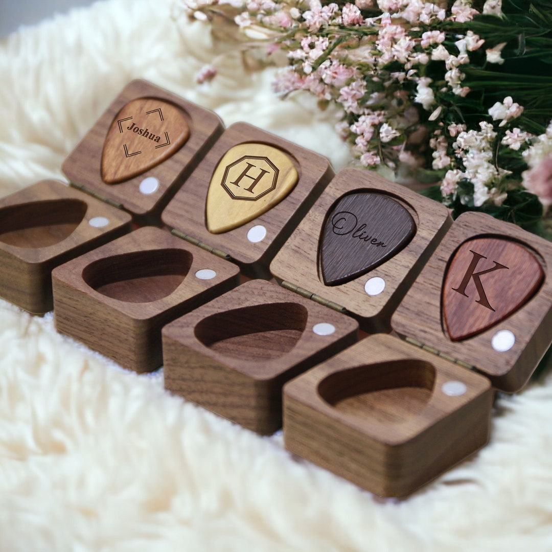 Custom Wooden Guitar Picks Box, Custom Guitar Pick Box Storage, Guitar Pick Organizer, Gifts for
