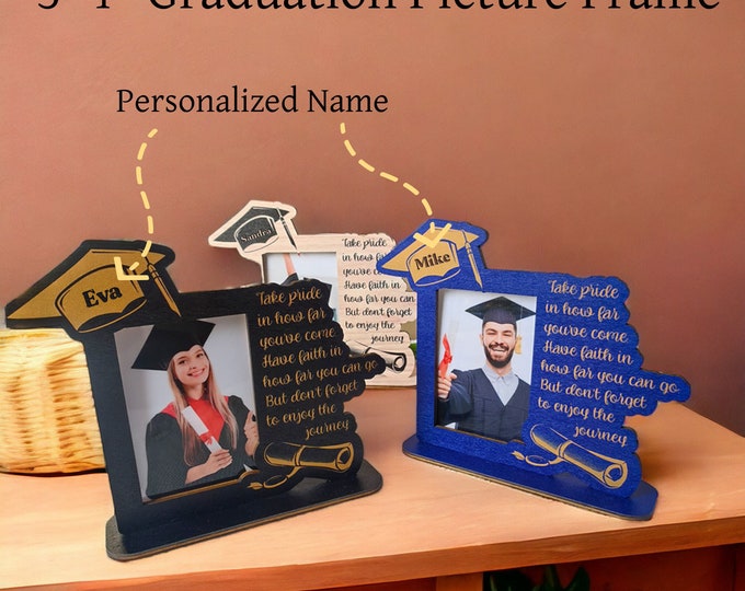 Personalized 2024 Graduation Photo Frame, Photo Frame Gift with Name, Class of 2024, High School Graduation Gift for Her Him, Gift for Grad