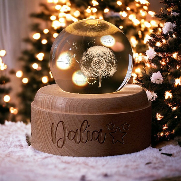 Personalized Crystal Ball Music Box with Name - Custom Wooden Music Box - Baby Boy Girl Shower Gift - Best Gift for Birthday Easter