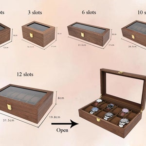 Custom Watch Storage Case, Personalized Walnut Wood Watch Box for Men, Engraved Name Watch Box, Valentine's Day Gift For Boyfriend image 6