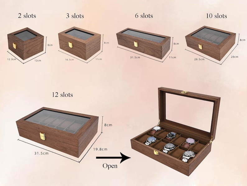 Custom Watch Storage Case, Personalized Walnut Wood Watch Box for Men, Engraved Name Watch Box, Valentine's Day Gift For Boyfriend image 6