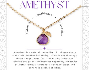 Amethyst Birthstone Necklace, Birthstone Jewelry, Grandma Necklace, Mothers Necklace, Gift for Friends, Mothers Day Gifts, Birthstone Gift