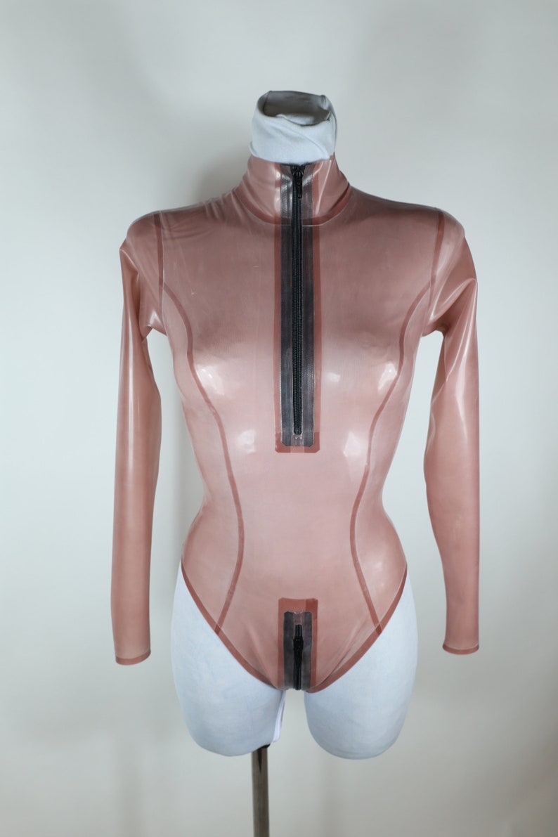 Latex body with long sleeves and stand-up collar image 9