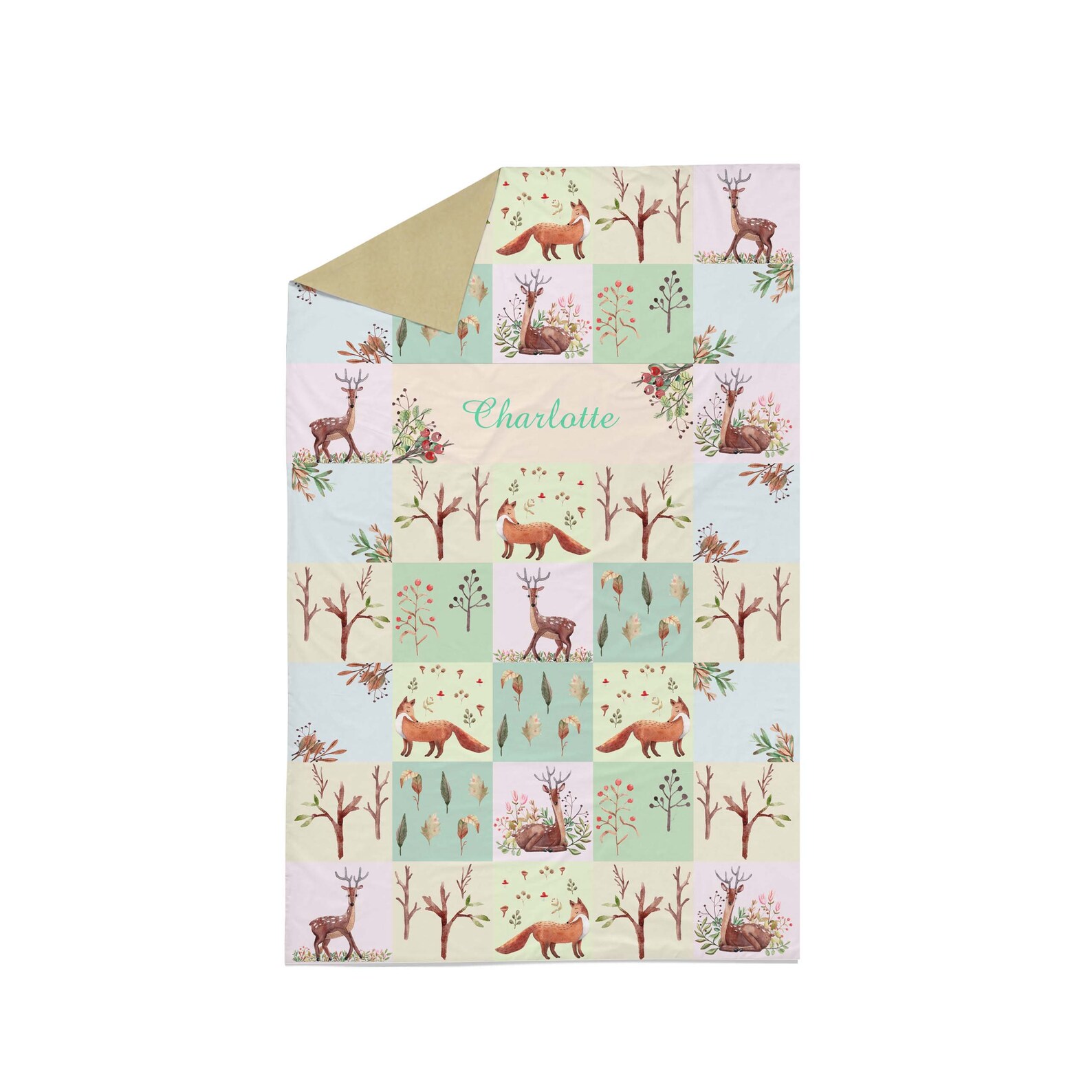 Baby flower deer personalize blanket Baby girl deer blanket Etsy