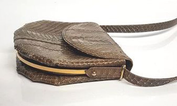 Vintage shoulder bag handbag bag snakeskin bag sn… - image 2