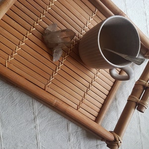 Vintage 70s Tablett aus Bambus