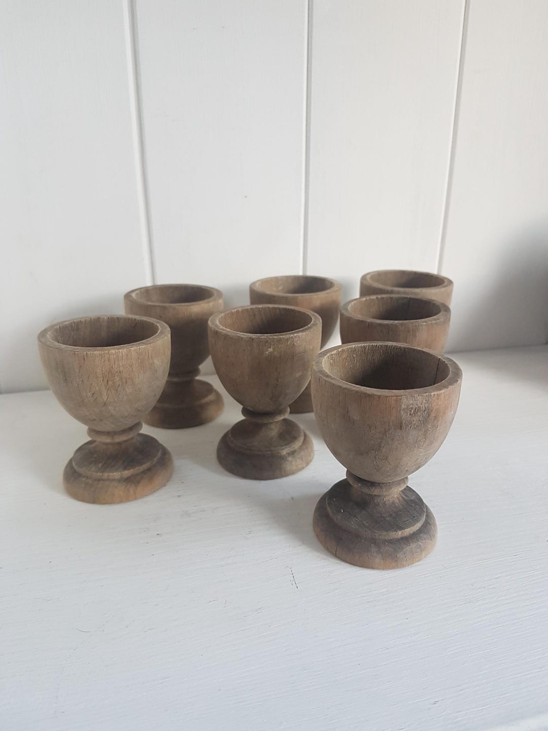 Lot De Coquetiers En Bois – Multicolore – Fait Main – Occasion