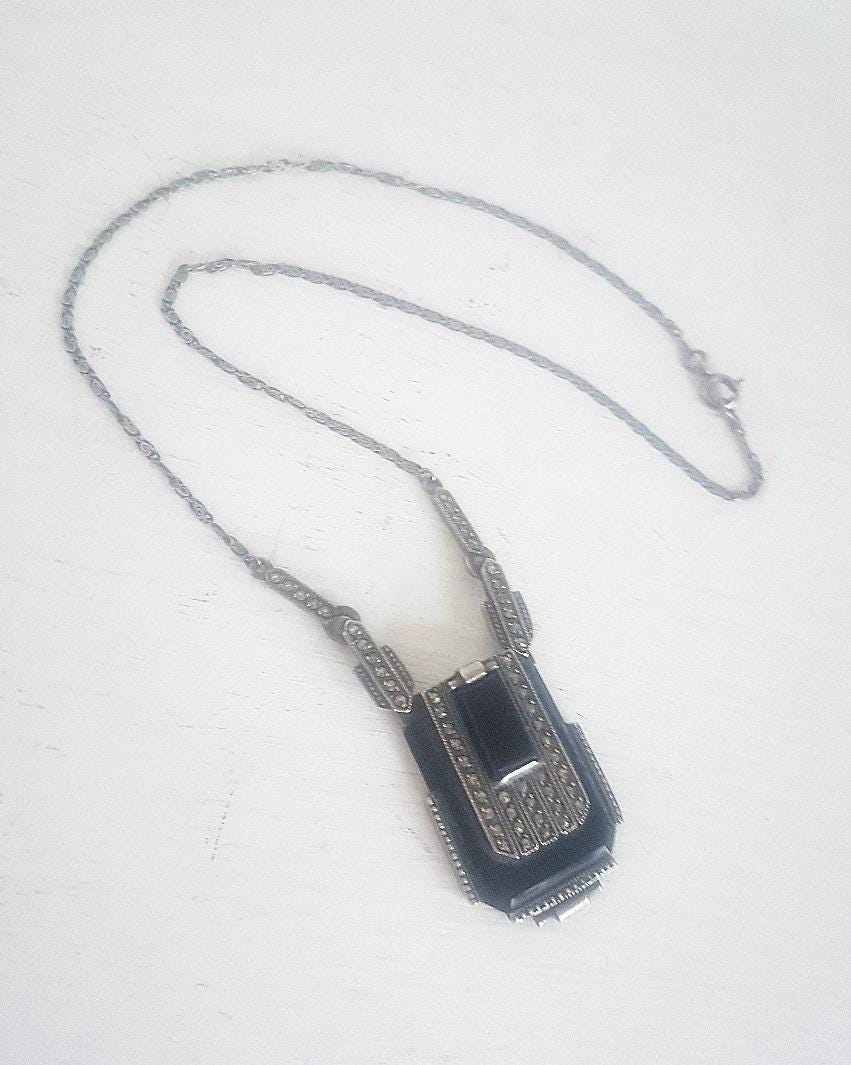 Ciondolo Mosaico Art Déco In Argento Sterling 925 Con Catena - Nuovo Senza Etichette - Foto 4