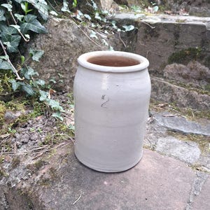 Vintage keramische pot, reuzelpot, kleipot, grijs
