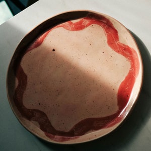 Handmade Ceramic Plate / Table Centerpiece / Wedding Gifts / Warm Pink Tones / Handmade rustic tableware / dinner plate image 10