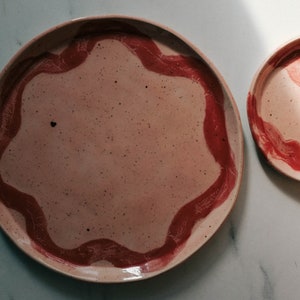 Handmade Ceramic Plate / Table Centerpiece / Wedding Gifts / Warm Pink Tones / Handmade rustic tableware / dinner plate image 5