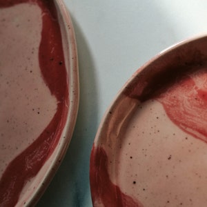 Handmade Ceramic Plate / Table Centerpiece / Wedding Gifts / Warm Pink Tones / Handmade rustic tableware / dinner plate image 2
