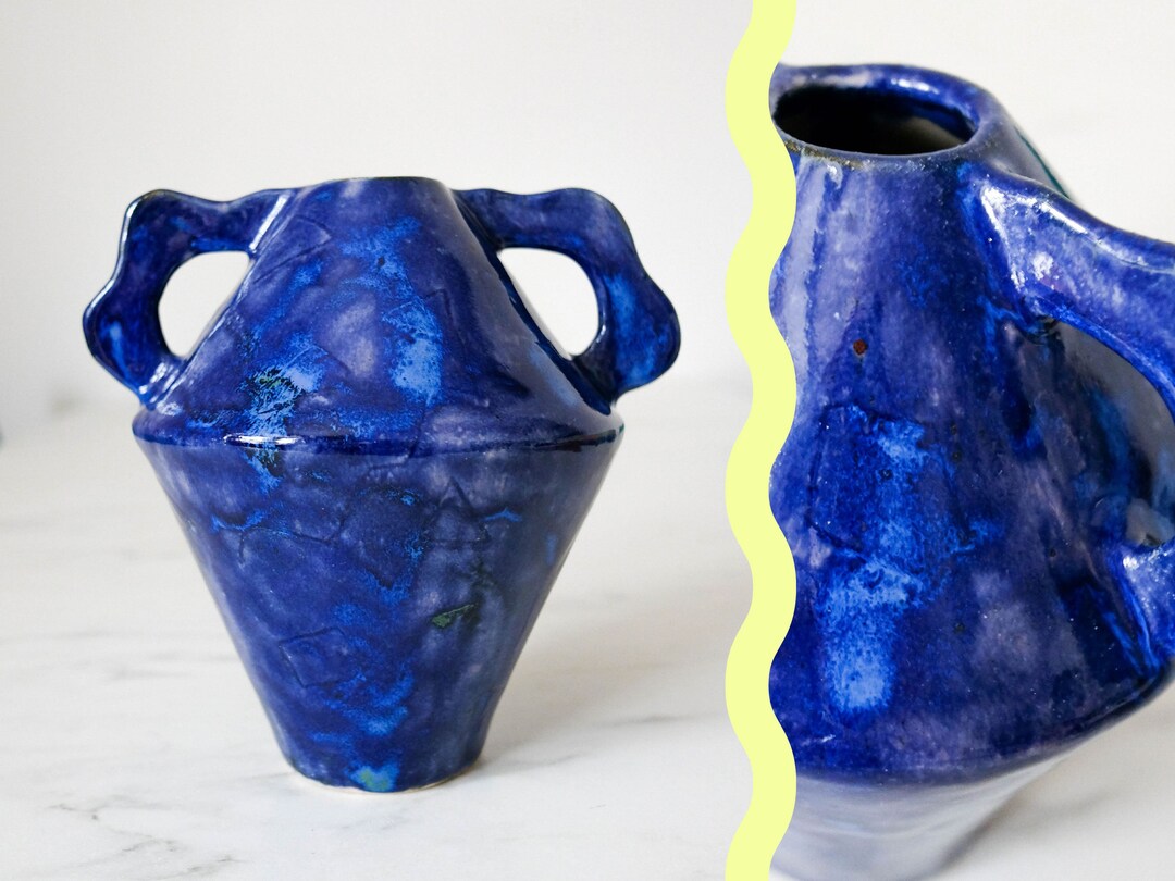 Ocean Vase / Handmade Indigo Flower Vase / Coffee Table Decor Etsy