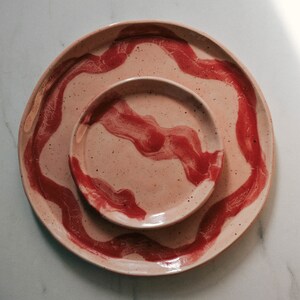 Handmade Ceramic Plate / Table Centerpiece / Wedding Gifts / Warm Pink Tones / Handmade rustic tableware / dinner plate image 3