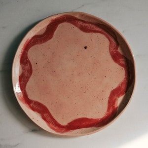 Handmade Ceramic Plate / Table Centerpiece / Wedding Gifts / Warm Pink Tones / Handmade rustic tableware / dinner plate image 1