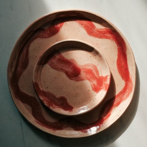 Handmade Ceramic Plate / Table Centerpiece / Wedding Gifts / Warm Pink Tones / Handmade rustic tableware / dinner plate image 4