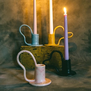 Handmade Ceramic Candlestick Holder / Candle Holder / Table Decorations / Stocking Filler / Modern Ceramics / Housewarming Gift / Cosy Decor