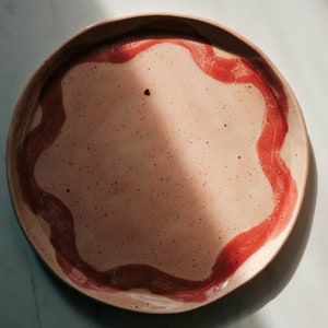 Handmade Ceramic Plate / Table Centerpiece / Wedding Gifts / Warm Pink Tones / Handmade rustic tableware / dinner plate image 9