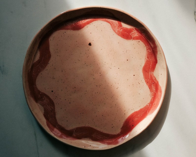 Handmade Ceramic Plate / Table Centerpiece / Wedding Gifts / Warm Pink Tones / Handmade rustic tableware / dinner plate image 9