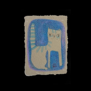 Opera d'arte sostenibile Stampa artistica ecologica Dipinto originale A4 Carta riciclata fatta a mano Ritratto di animale Arte murale urbana Unica nel suo genere