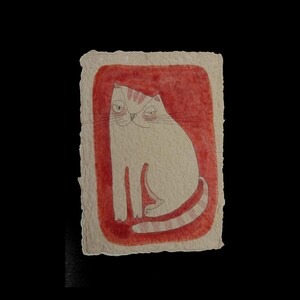 Dipinto originale ecologico A4 Arte murale Opera d'arte sostenibile unica nel suo genere Carta riciclata fatta a mano Ritratto di animale Urbano