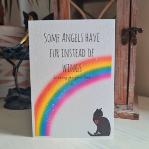 Perte d'un animal de compagnie, Avec carte de sympathie, Deuil de chat, Carte recyclée écologique, Pont arc-en-ciel, Citation, Chat de compagnie, Désolé pour votre perte, Minou