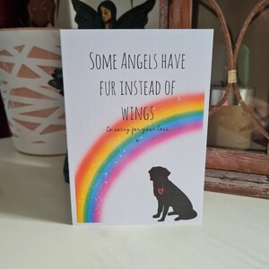 Perte d'un animal de compagnie, Avec carte de sympathie, Chien endeuillé, Labrador, Carte recyclée respectueuse de l'environnement, Pont arc-en-ciel, Chien de compagnie, Désolé pour votre perte, Grand chien