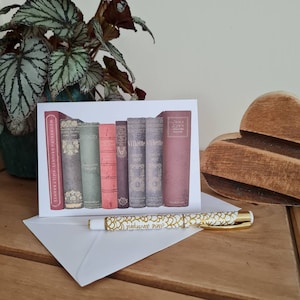 Bronte Card ... Vintage Book Spines Card... Book Lover...The Brontes, Jane Eyre, Eco Friendly, Book Shelf Old Books, Greetings Card, Shelfie